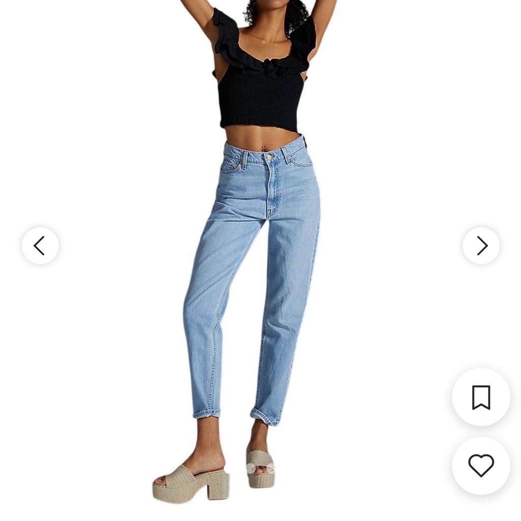 Mother Snacks Twizzy Skimp Wash, Just A Nibble Cut Light Blue Jeans Sz 34
